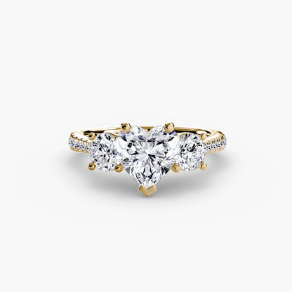 Three-Stone Ring with Pavé Band