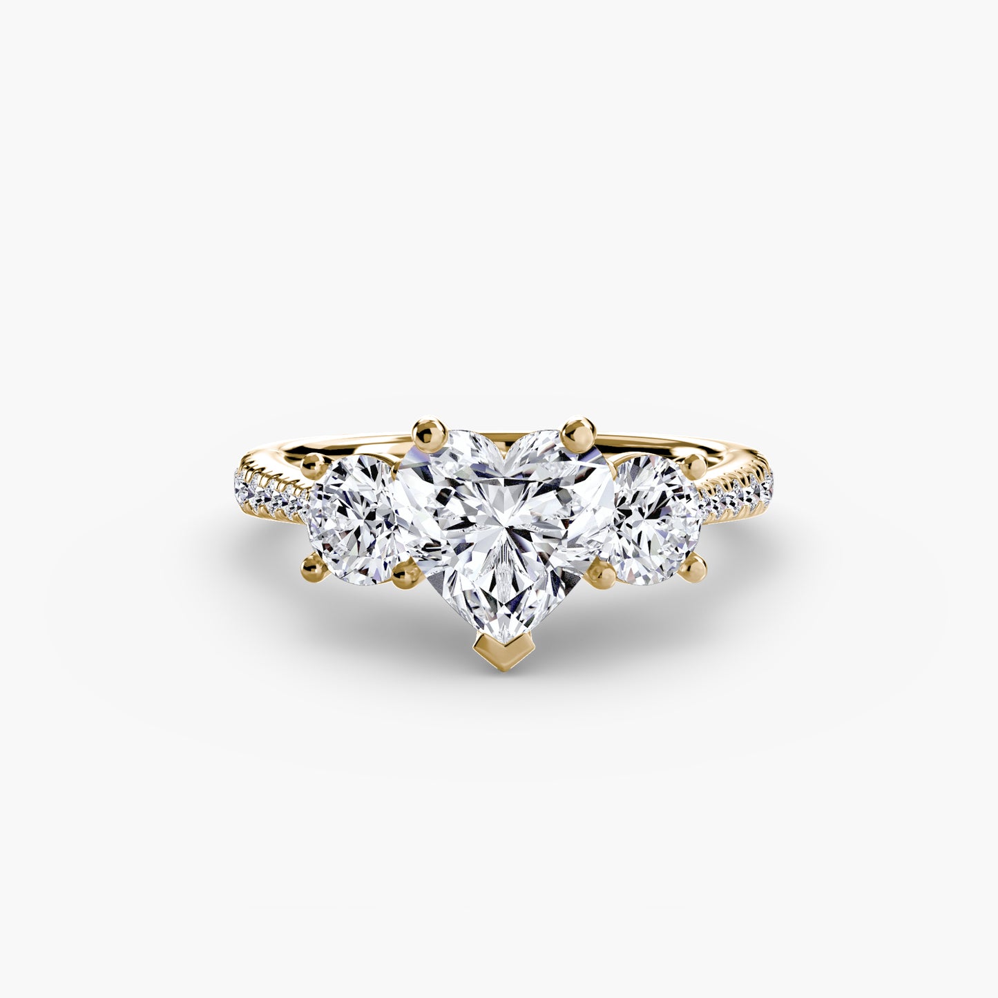 Three-Stone Ring with Pavé Band