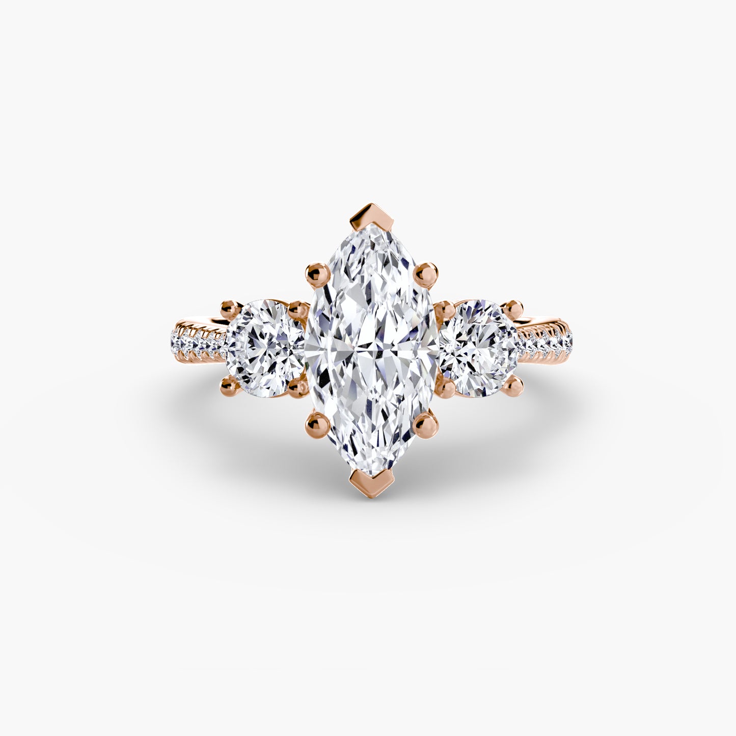 Three-Stone Ring with Pavé Band