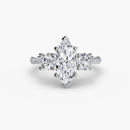 Three-Stone Ring with Pavé Band