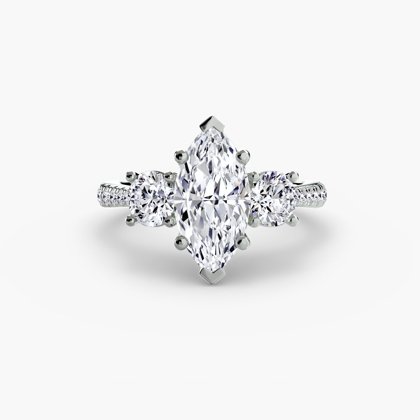 Three-Stone Ring with Pavé Band