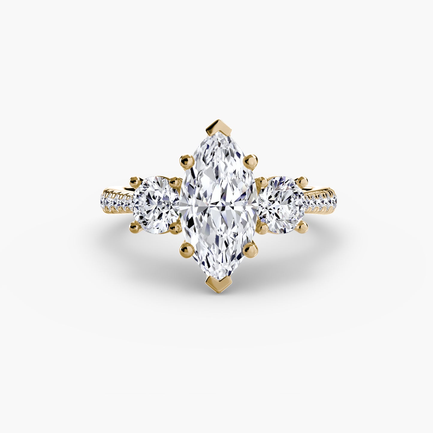 Three-Stone Ring with Pavé Band