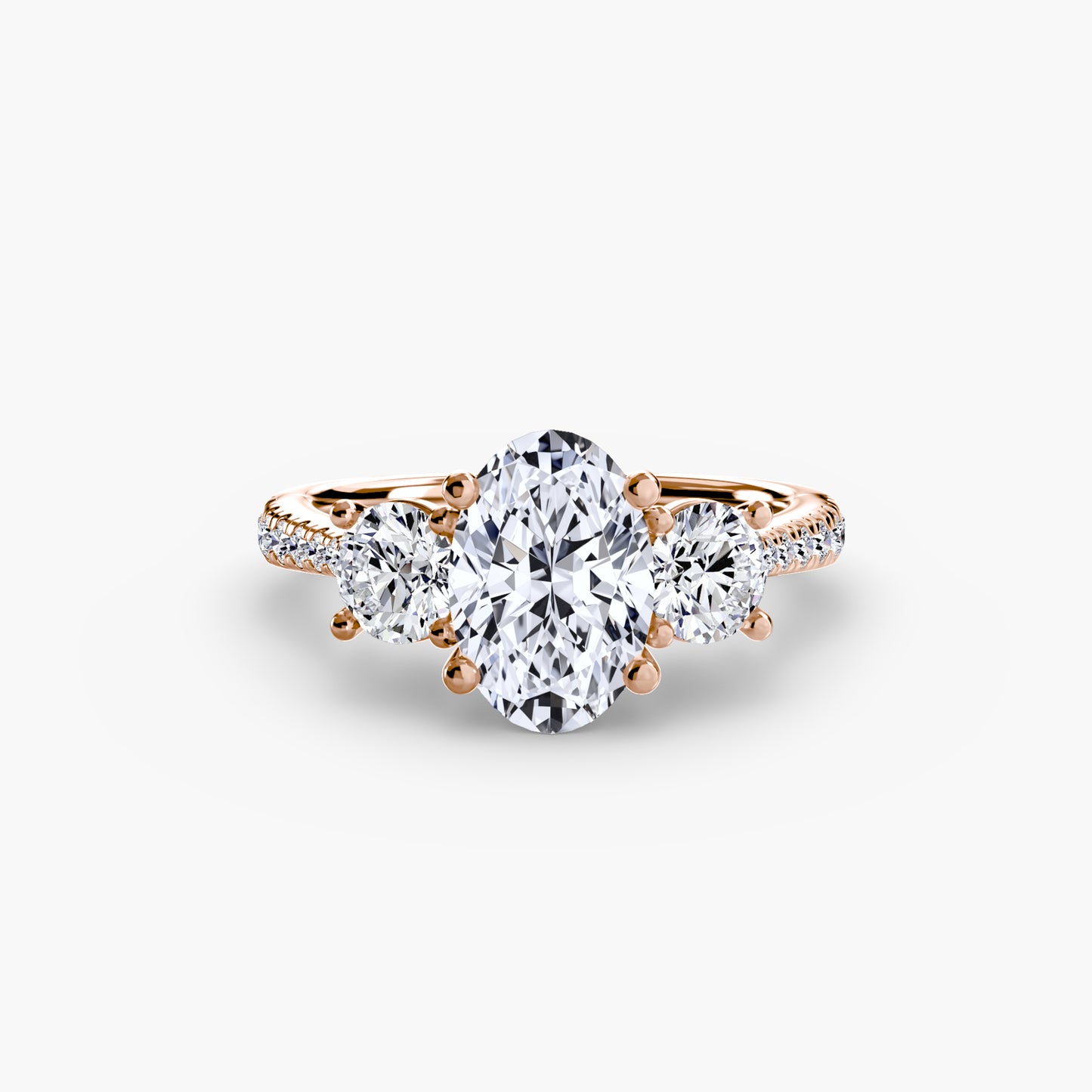Three-Stone Ring with Pavé Band