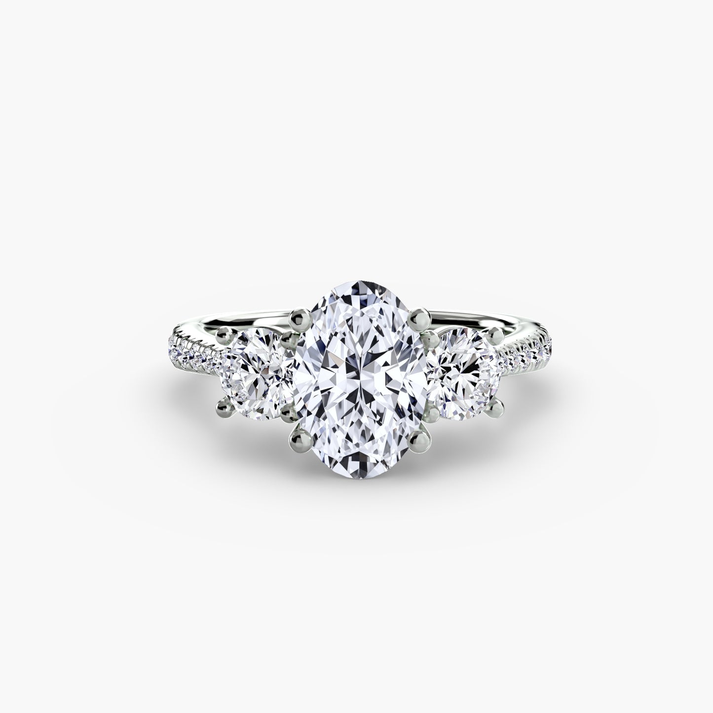 Three-Stone Ring with Pavé Band