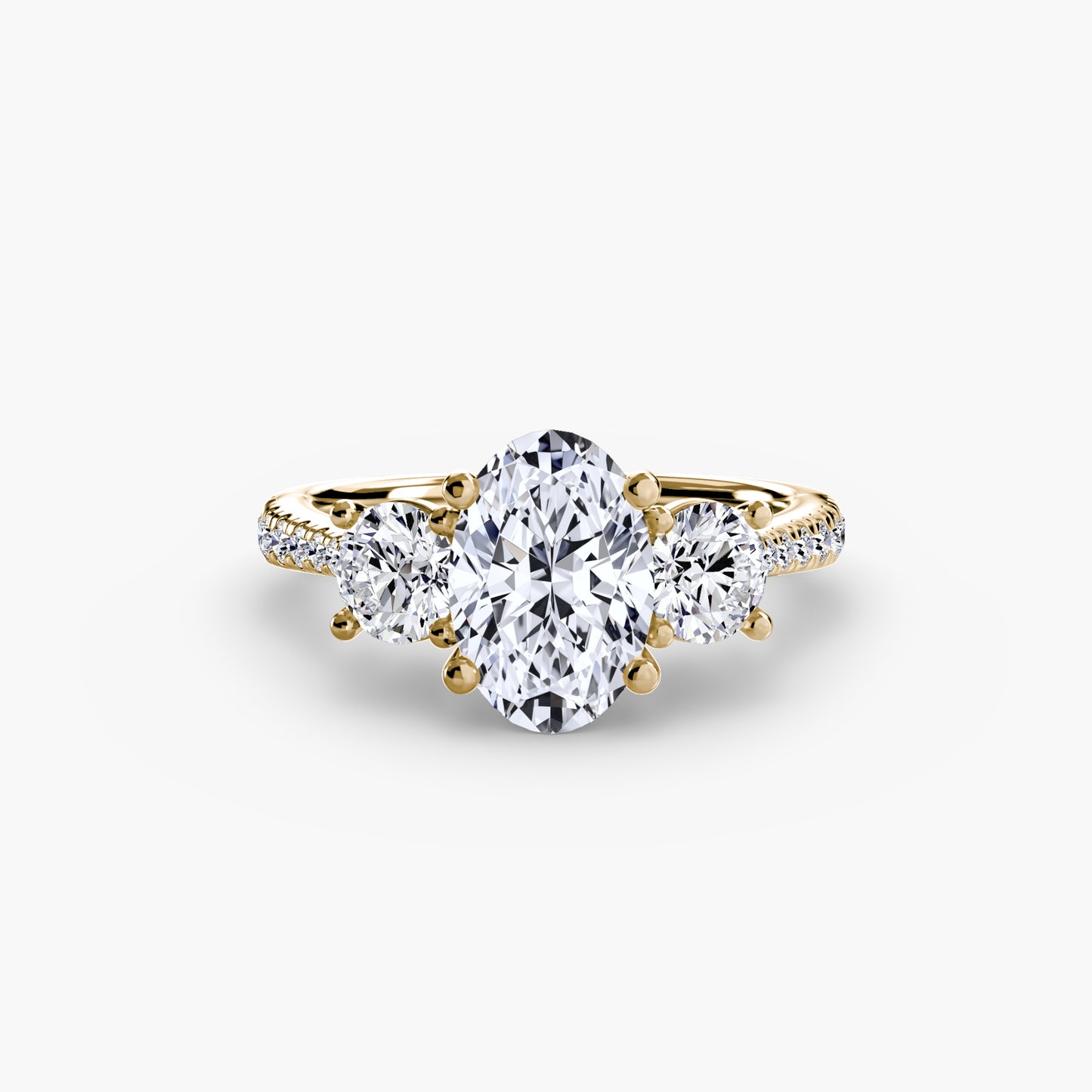 Three-Stone Ring with Pavé Band