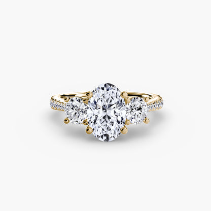 Three-Stone Ring with Pavé Band