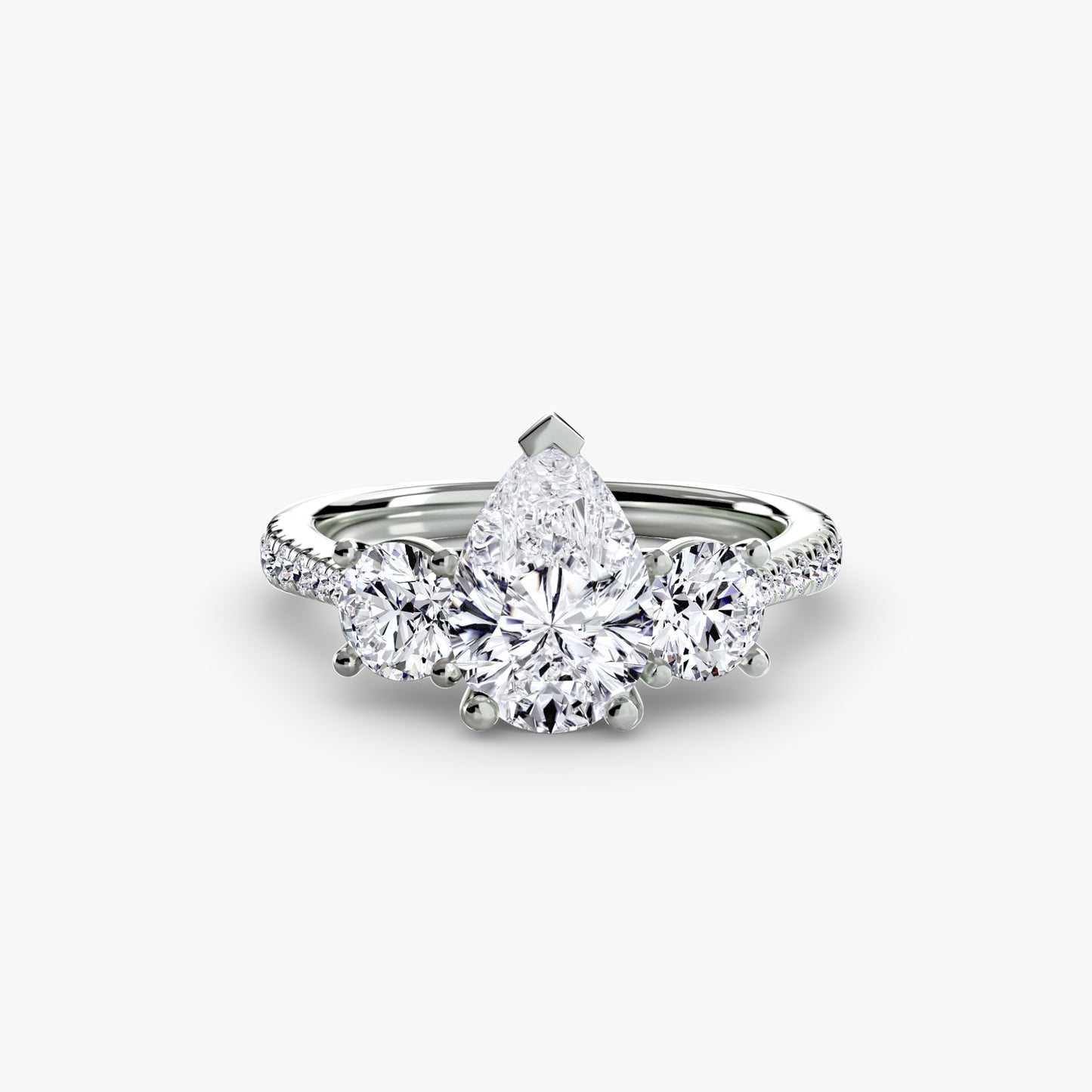Three-Stone Ring with Pavé Band