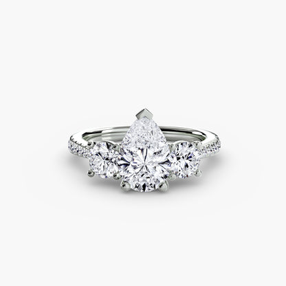 Three-Stone Ring with Pavé Band