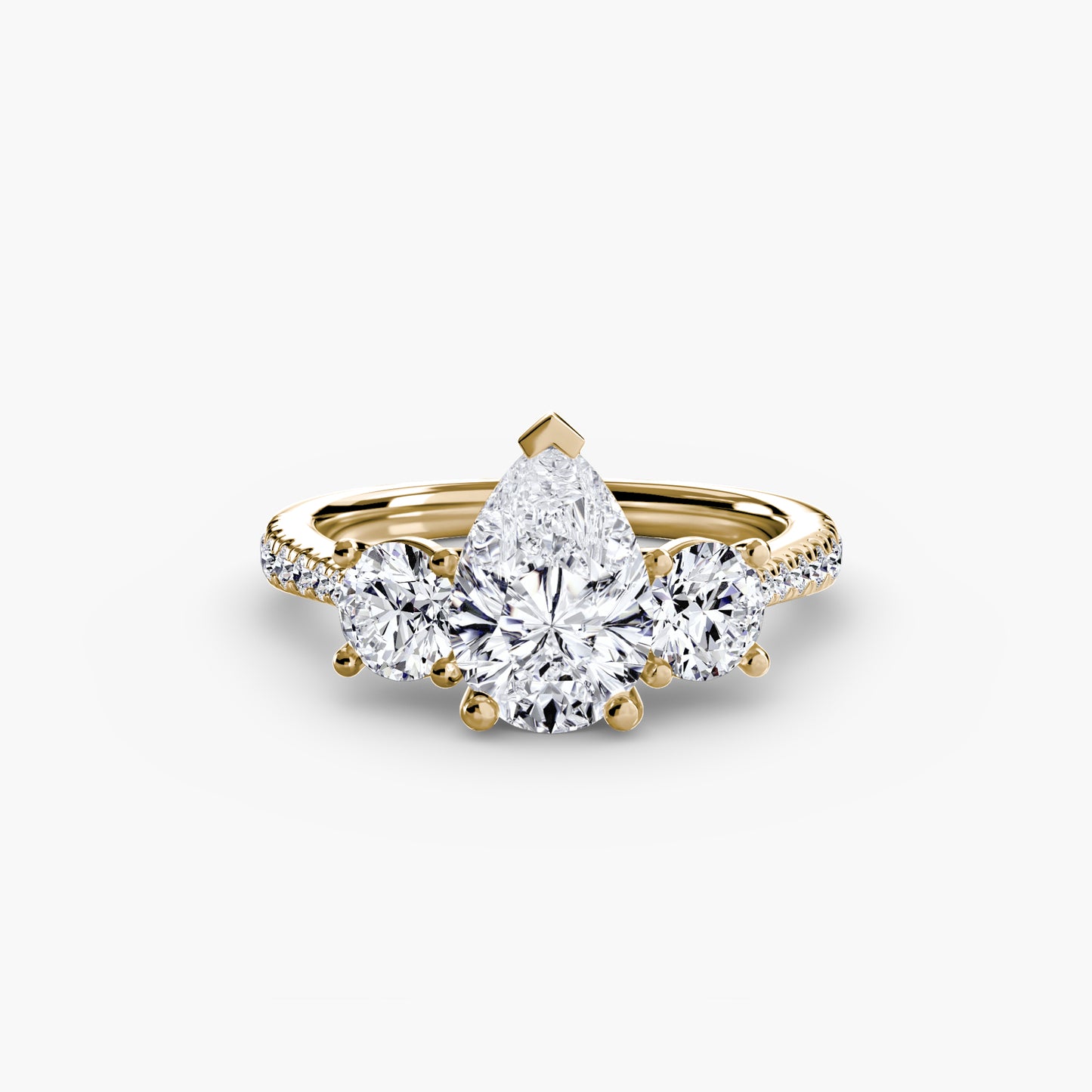 Three-Stone Ring with Pavé Band
