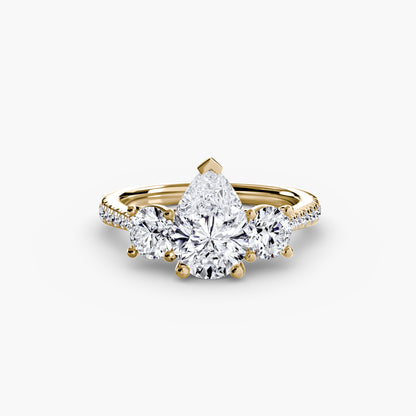 Three-Stone Ring with Pavé Band