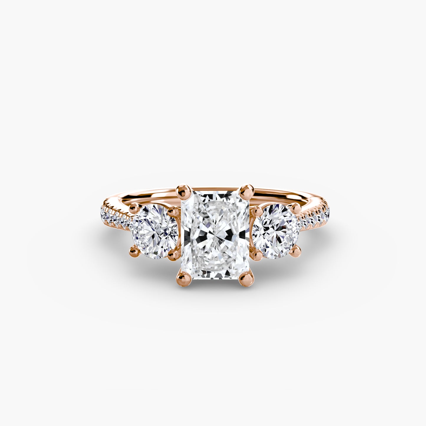 Three-Stone Ring with Pavé Band