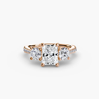 Three-Stone Ring with Pavé Band