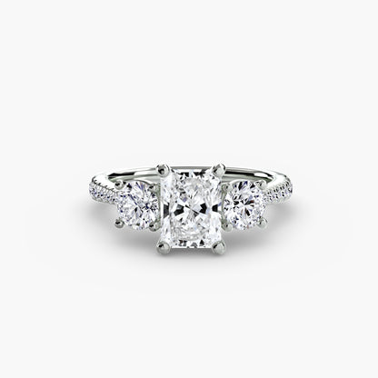 Three-Stone Ring with Pavé Band