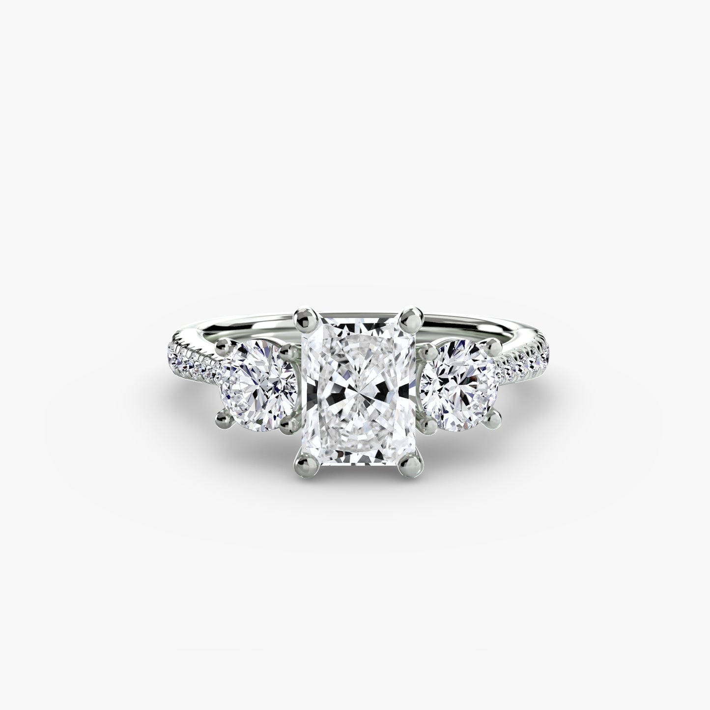 Three-Stone Ring with Pavé Band