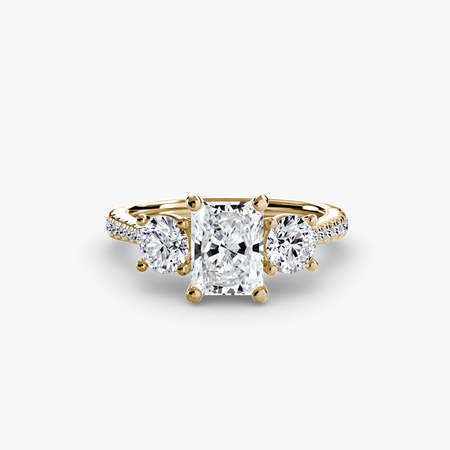 Three-Stone Ring with Pavé Band