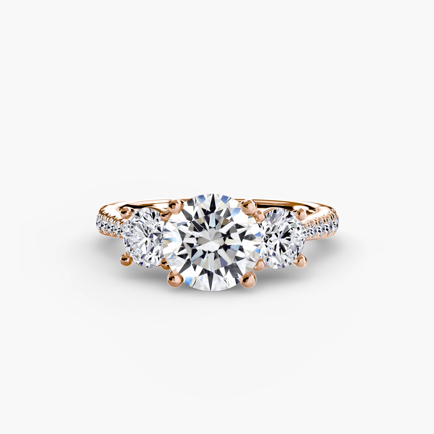 Three-Stone Ring with Pavé Band