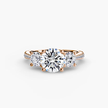 Three-Stone Ring with Pavé Band