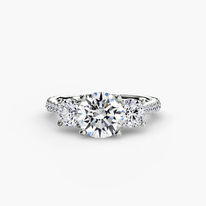 Three-Stone Ring with Pavé Band