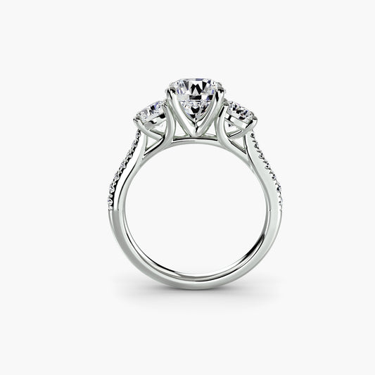Three-Stone Ring with Pavé Band