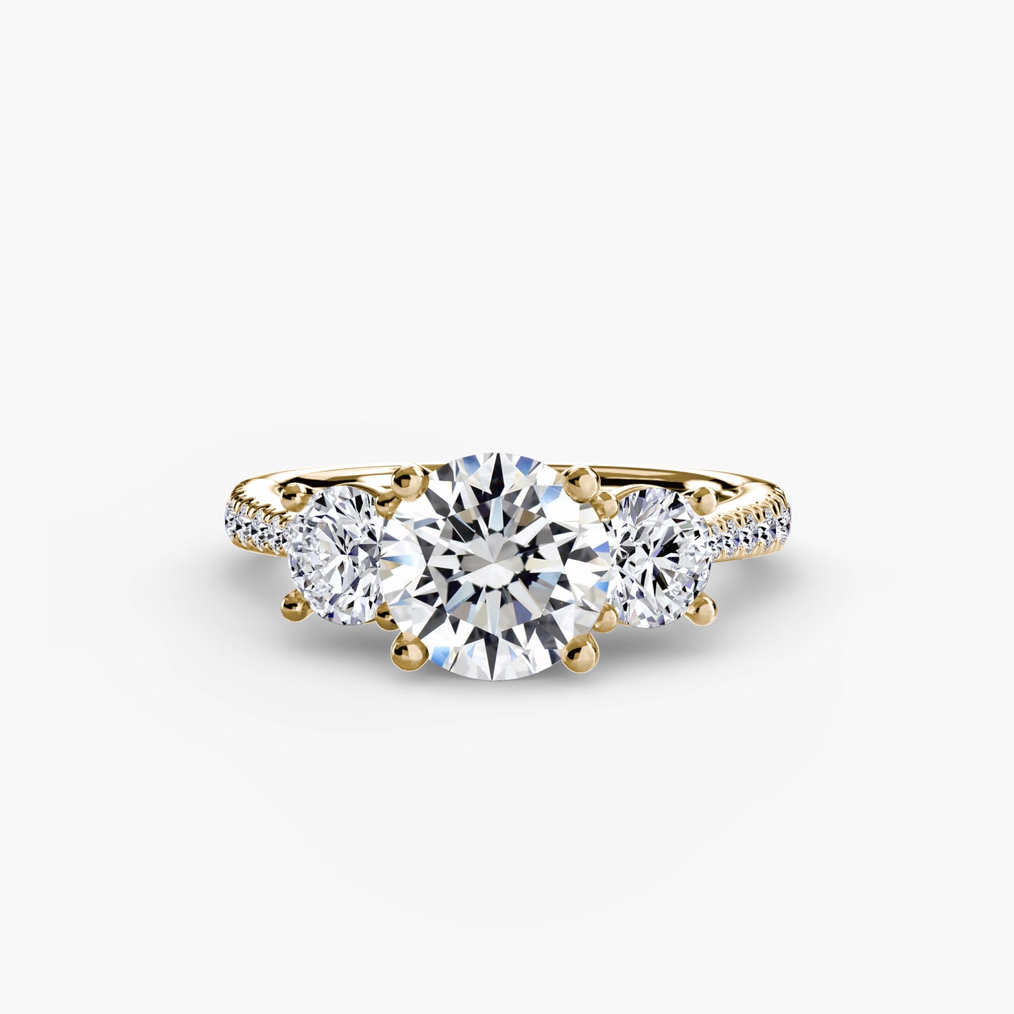 Three-Stone Ring with Pavé Band