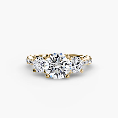 Three-Stone Ring with Pavé Band