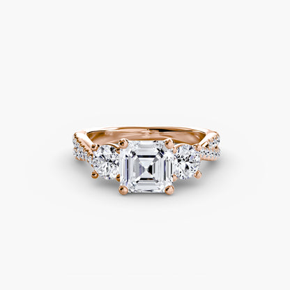 Three-Stone Ring with Pavé Band 2