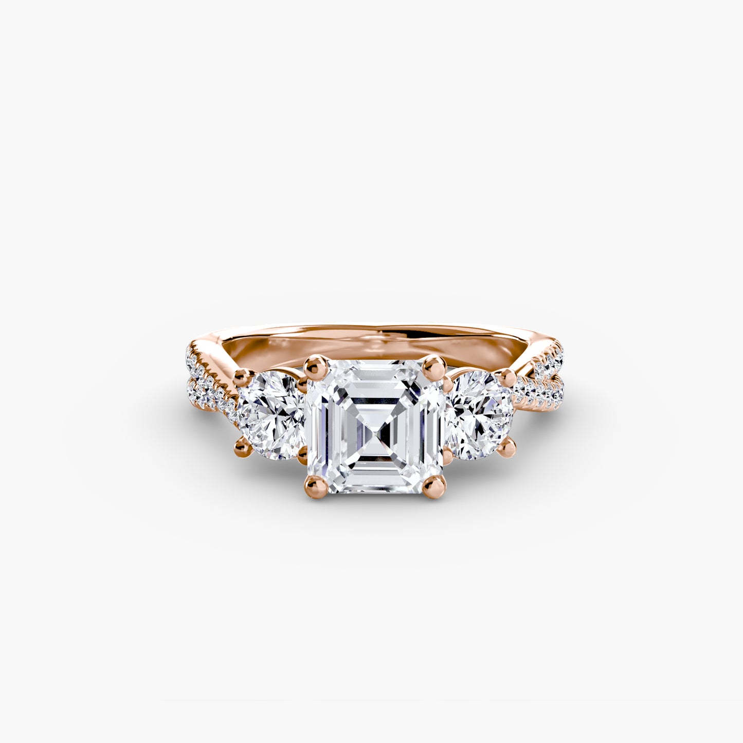 Three-Stone Ring with Pavé Band 2