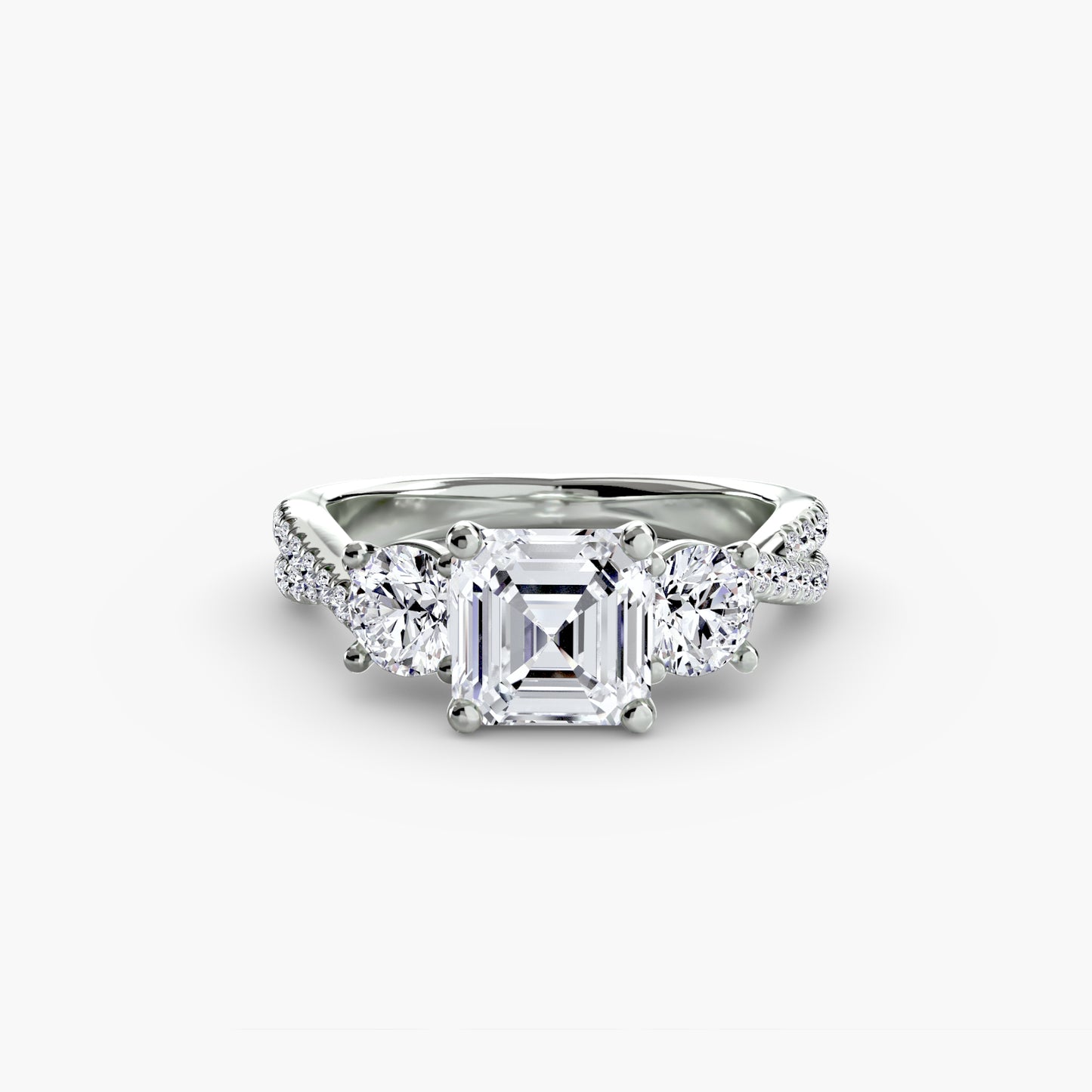 Three-Stone Ring with Pavé Band 2