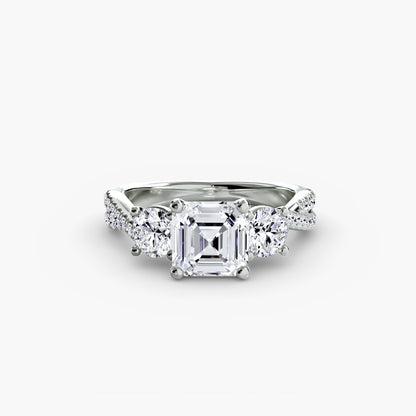 Three-Stone Ring with Pavé Band 2