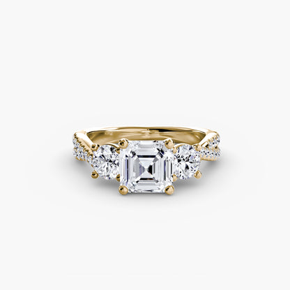 Three-Stone Ring with Pavé Band 2