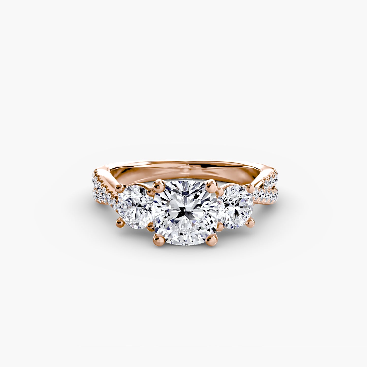 Three-Stone Ring with Pavé Band 2