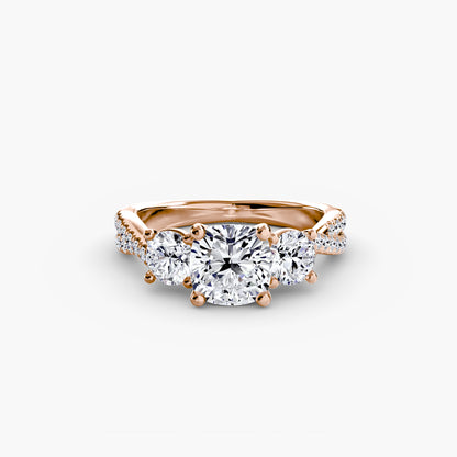 Three-Stone Ring with Pavé Band 2