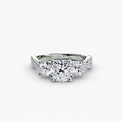 Three-Stone Ring with Pavé Band 2