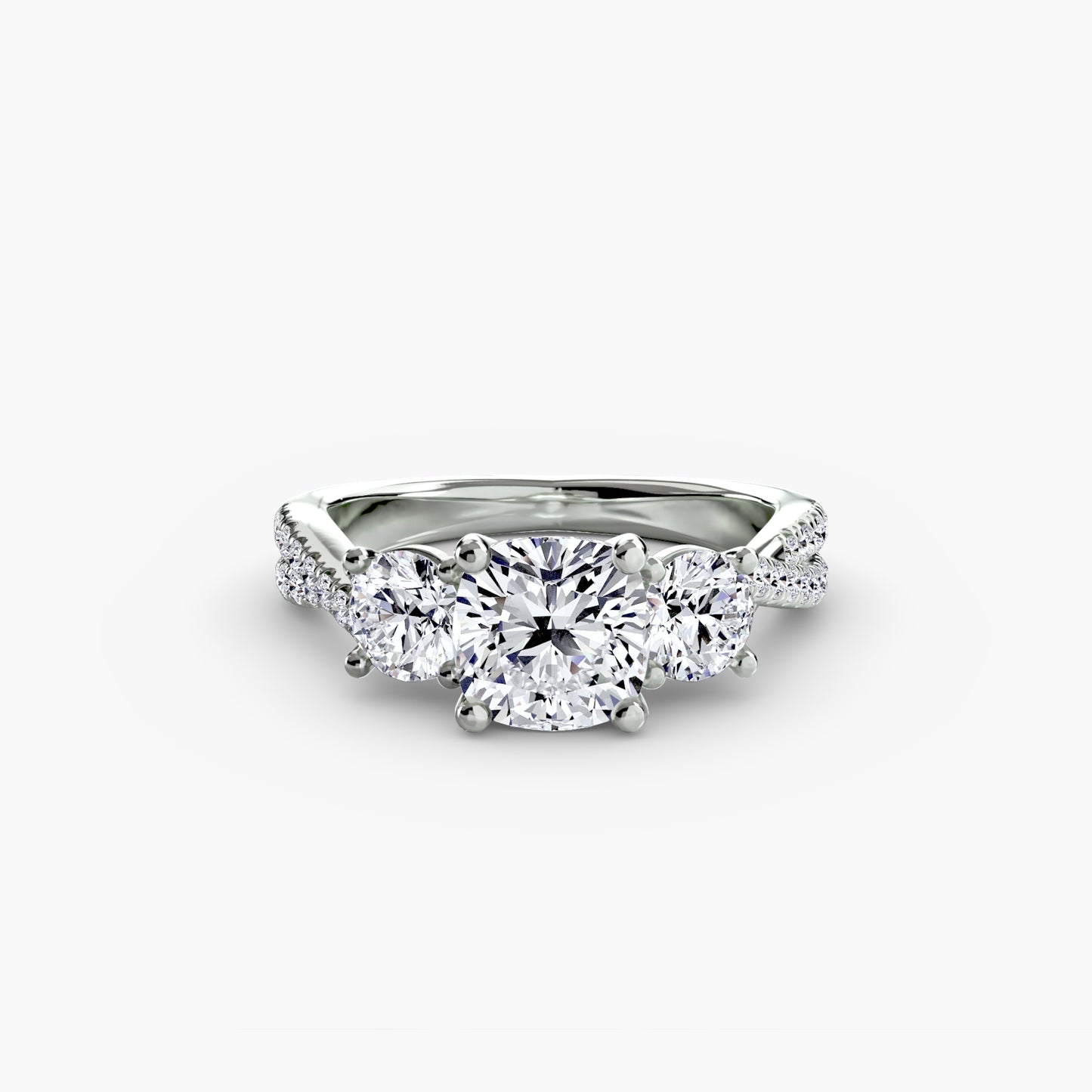 Three-Stone Ring with Pavé Band 2