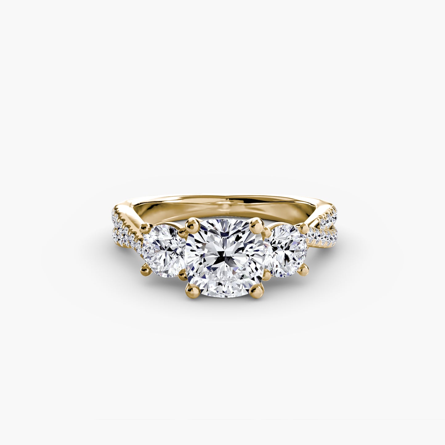 Three-Stone Ring with Pavé Band 2