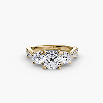 Three-Stone Ring with Pavé Band 2