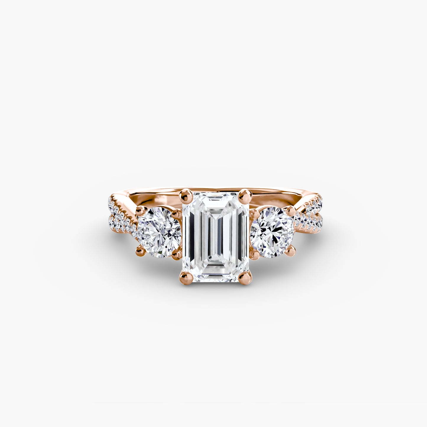 Three-Stone Ring with Pavé Band 2