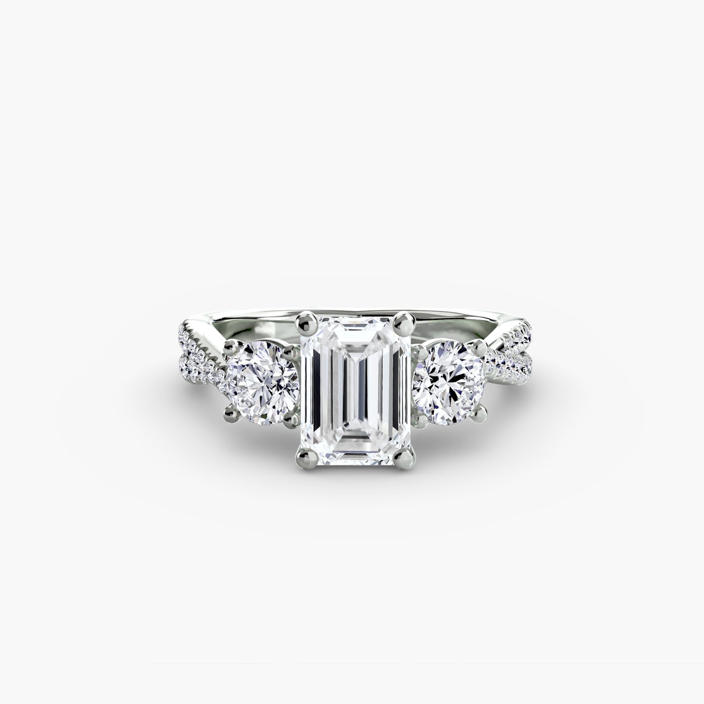 Three-Stone Ring with Pavé Band 2