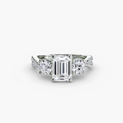 Three-Stone Ring with Pavé Band 2