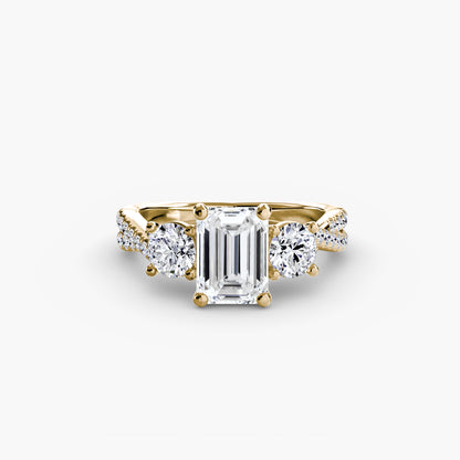 Three-Stone Ring with Pavé Band 2