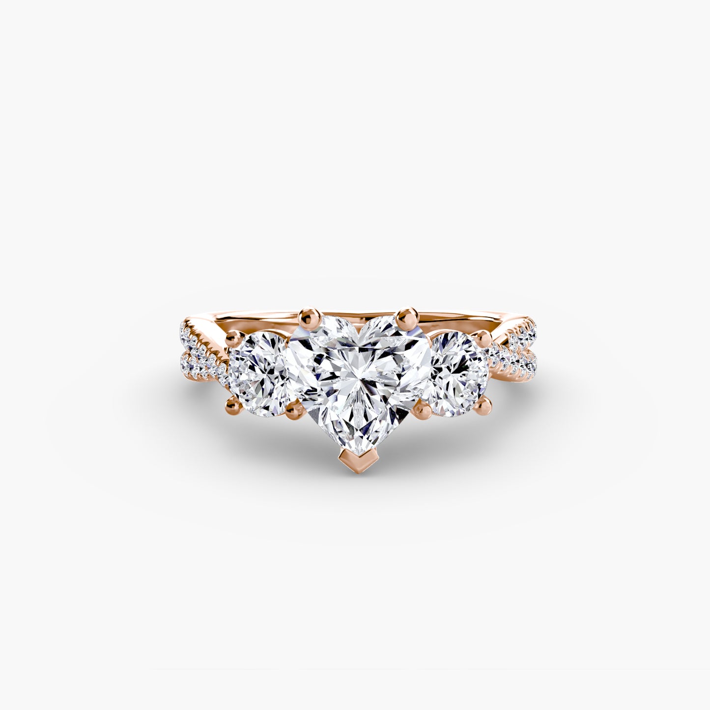 Three-Stone Ring with Pavé Band 2