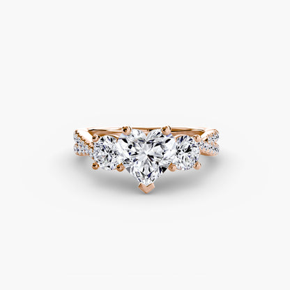Three-Stone Ring with Pavé Band 2