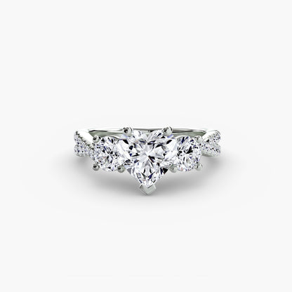 Three-Stone Ring with Pavé Band 2
