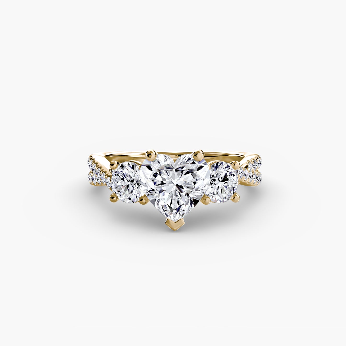 Three-Stone Ring with Pavé Band 2