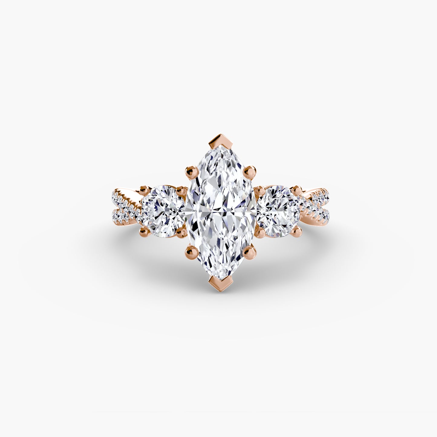 Three-Stone Ring with Pavé Band 2