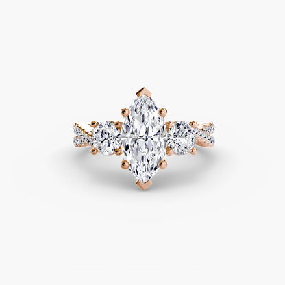 Three-Stone Ring with Pavé Band 2