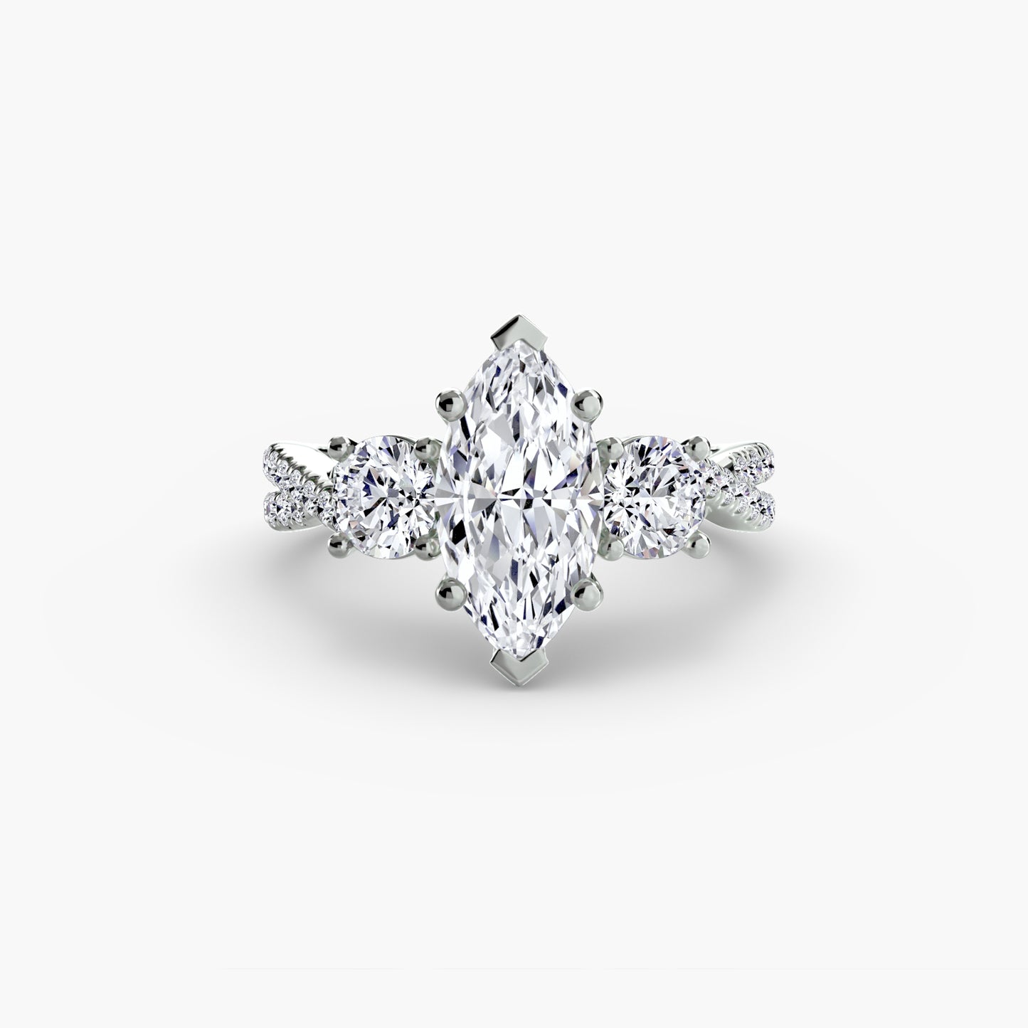 Three-Stone Ring with Pavé Band 2