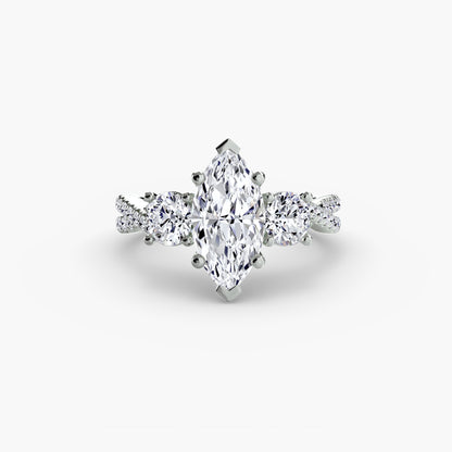 Three-Stone Ring with Pavé Band 2
