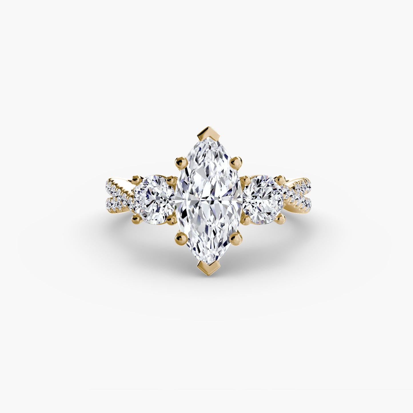 Three-Stone Ring with Pavé Band 2