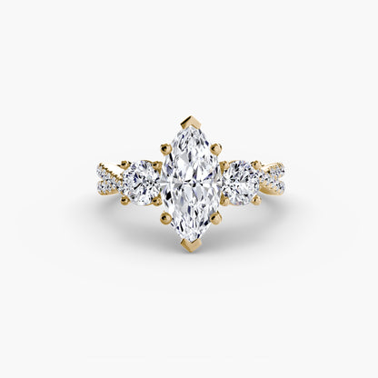 Three-Stone Ring with Pavé Band 2